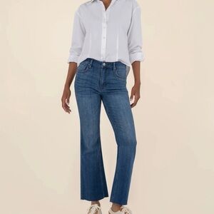 Kut from the Kloth Blue Kelsey Fab Ab Ankle Flare Jeans - 10